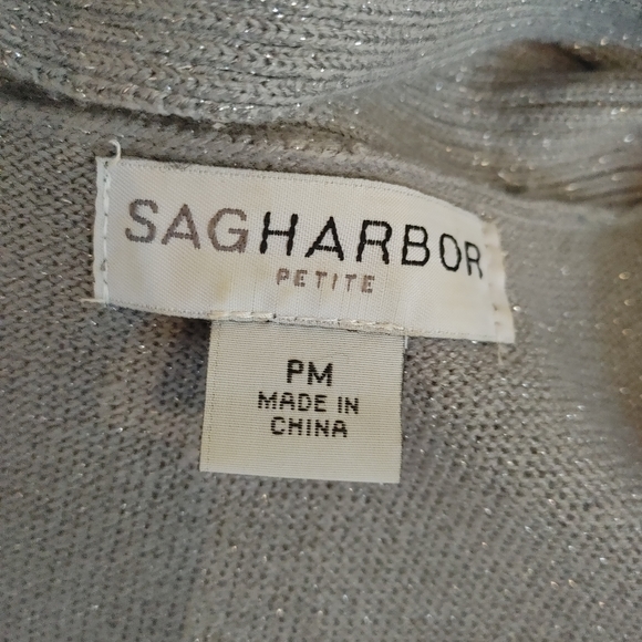 SAG HARBOR METALLIC TWINSET CARDIGAN, GREY MP - Picture 5 of 6